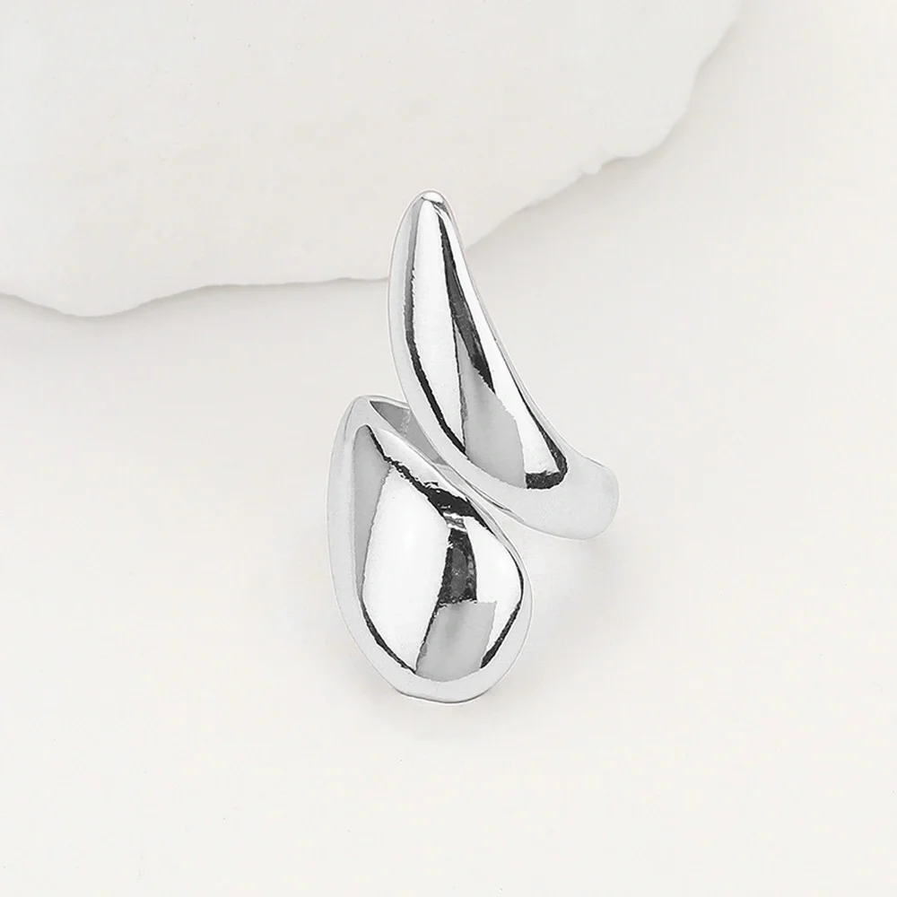 Gold or Silver Metal Teardrop Dome Cocktail Ring
